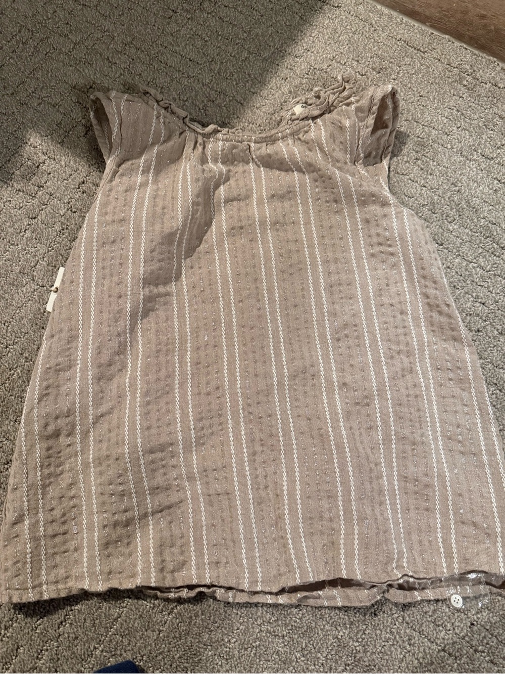 dylan blush taupe striped ruffle tank